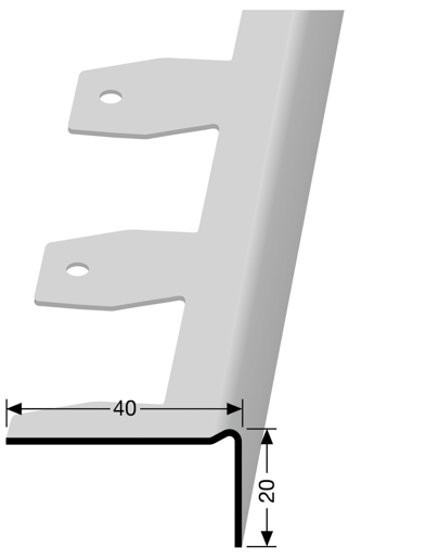 MPlus Reparaturwinkel RW 20 100cm 20x40mm Stahl verz. m. Schraubnägel